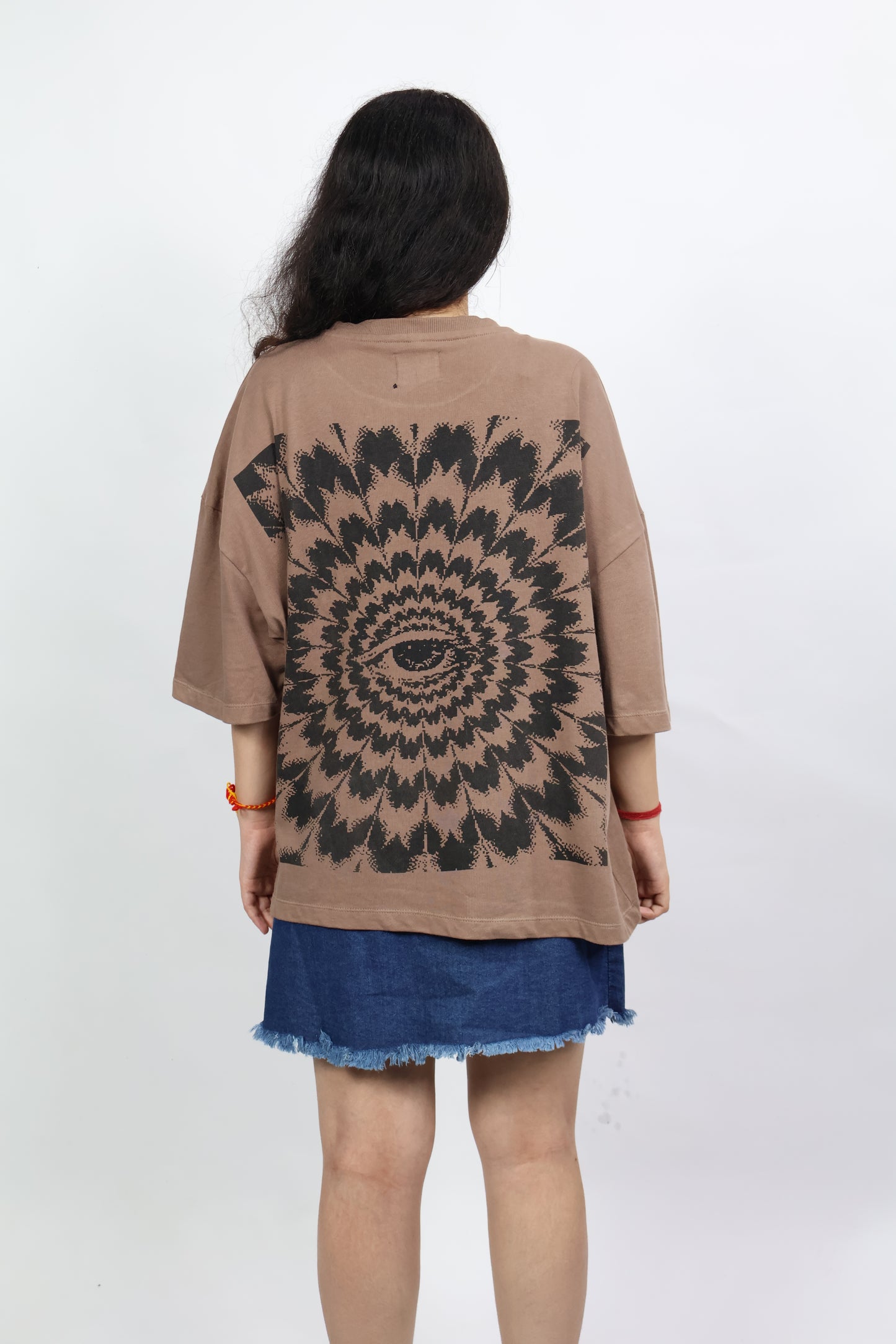Illusion eye t-shirt brown unisexual