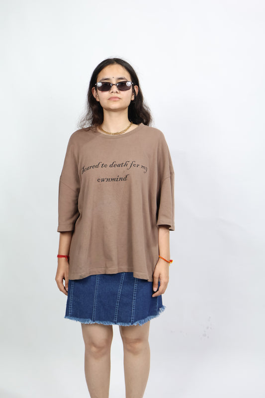 Illusion eye t-shirt brown unisexual