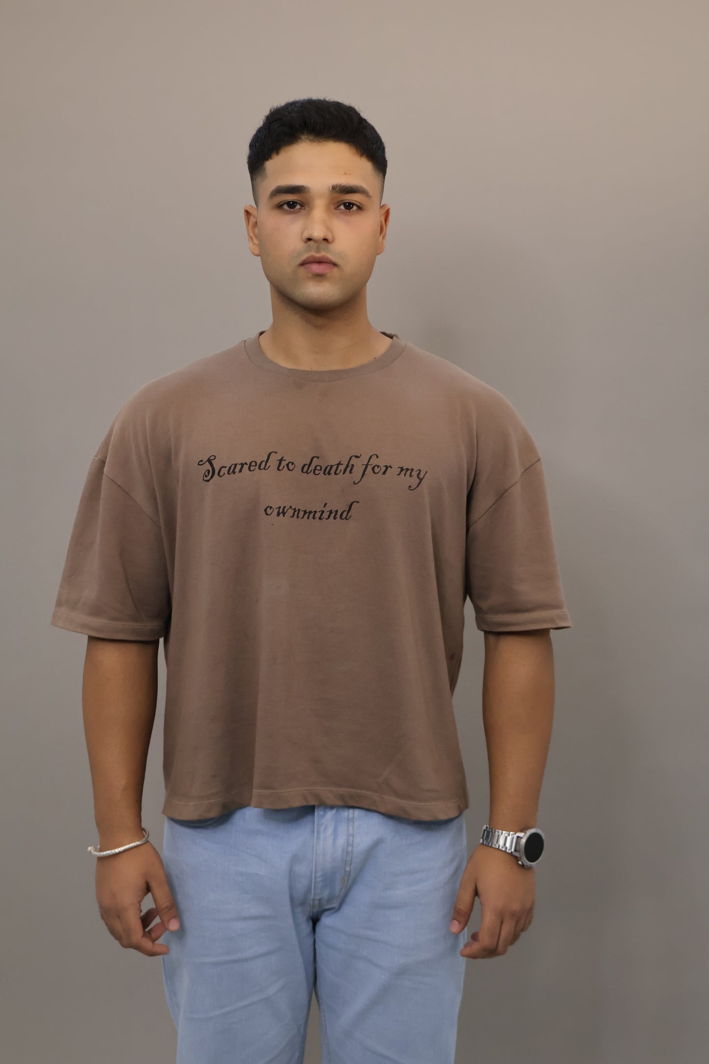 Illusion eye t-shirt brown unisexual