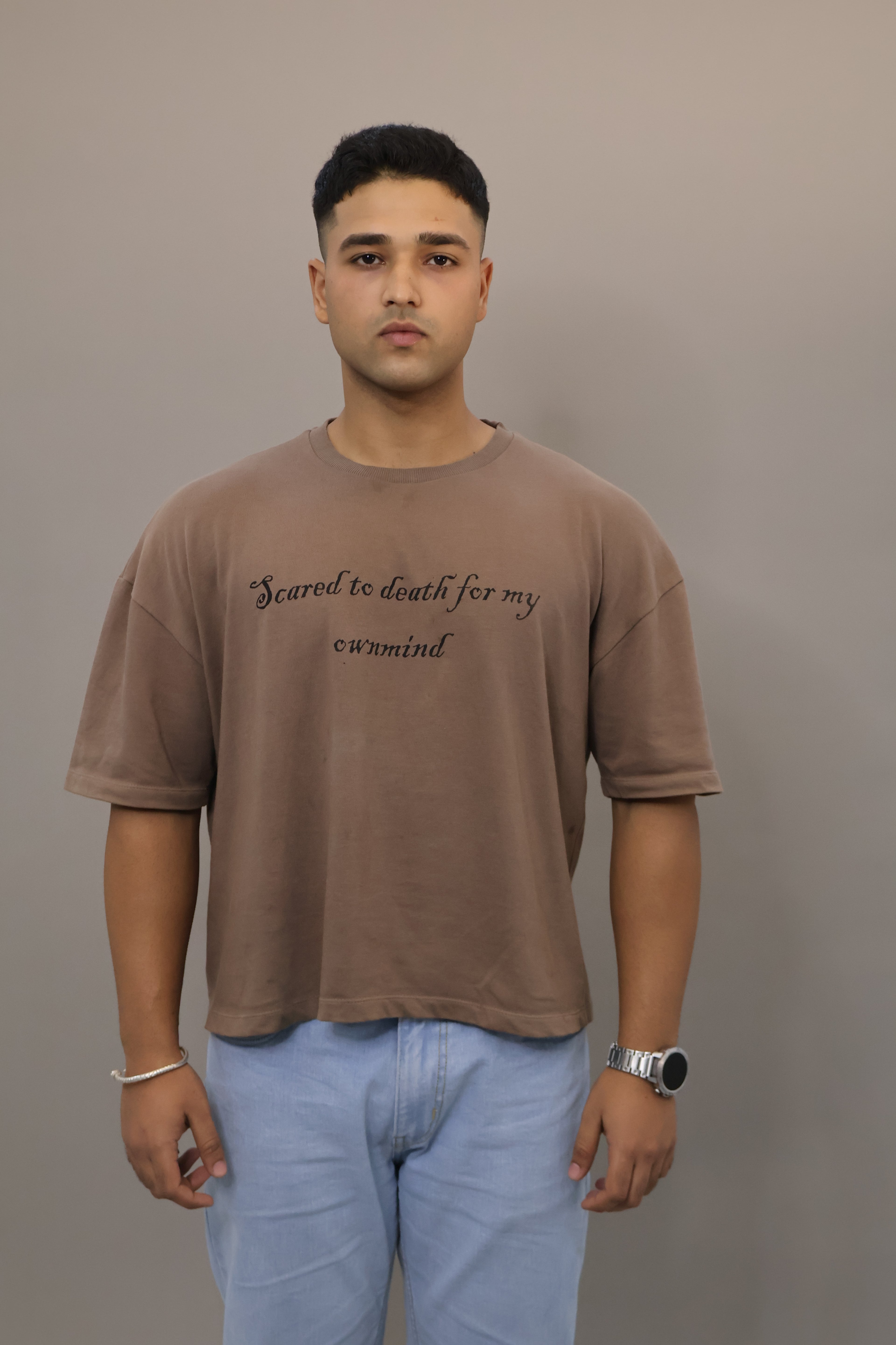 Illusion eye t-shirt brown unisexual