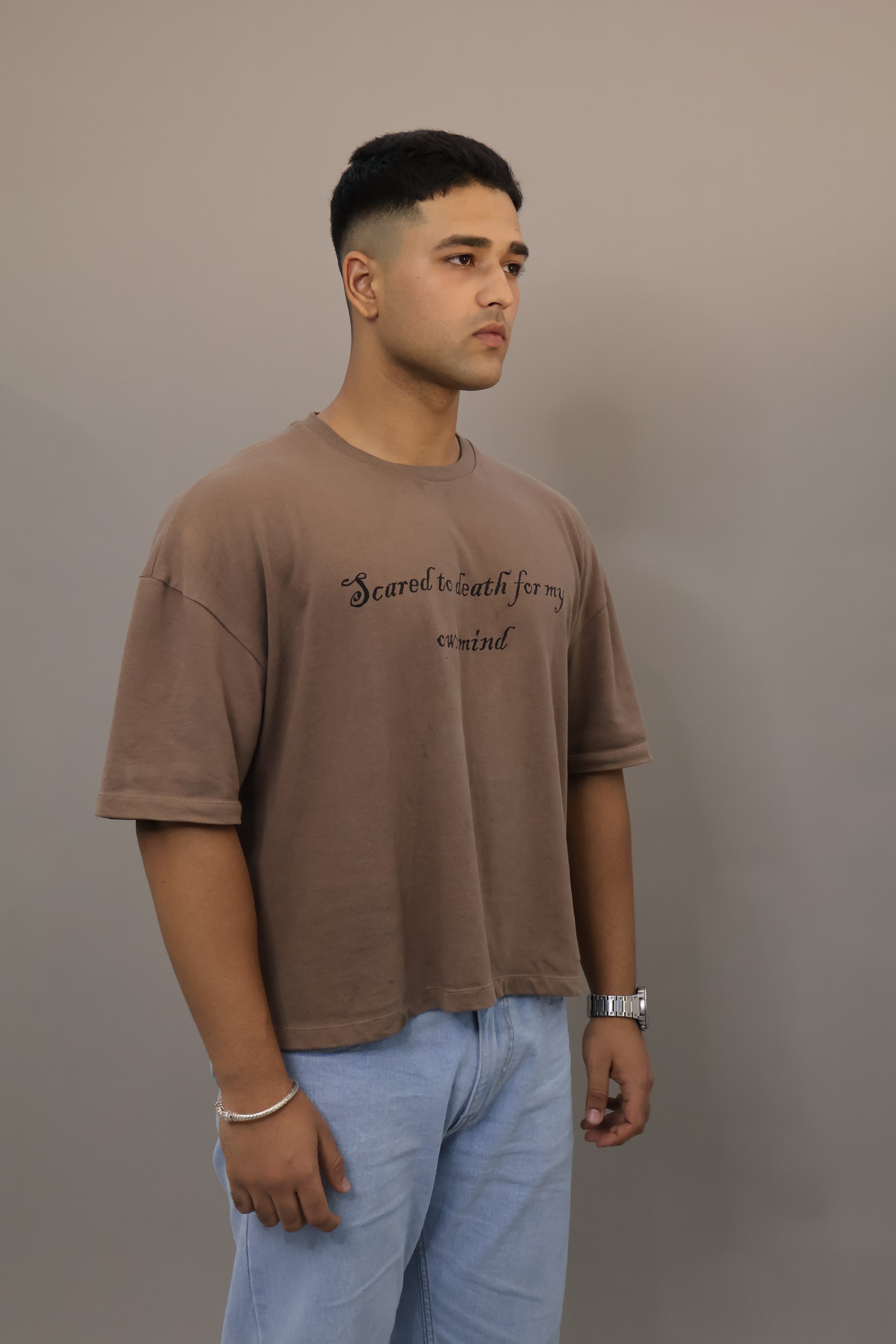 Illusion eye t-shirt brown unisexual